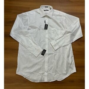 Mens NWT Micheal Kors Solid White Non Iron Minimalist Casual Dress Shirt